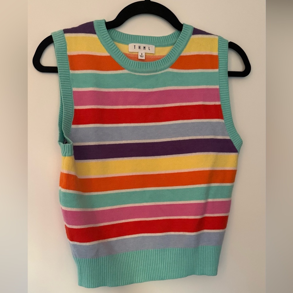 Colorful Striped Sleeveless Sweater